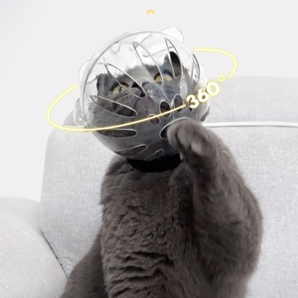 غطاء رأس قطة على شكل كرة يساعد على العناية بالحيوانات الأليفة، غطاء رأس قوي وشفاف للحيوانات الأليفة، غطاء أمان قابل للتنفس ومضاد للعض، قناع تقليم الأظافر #3