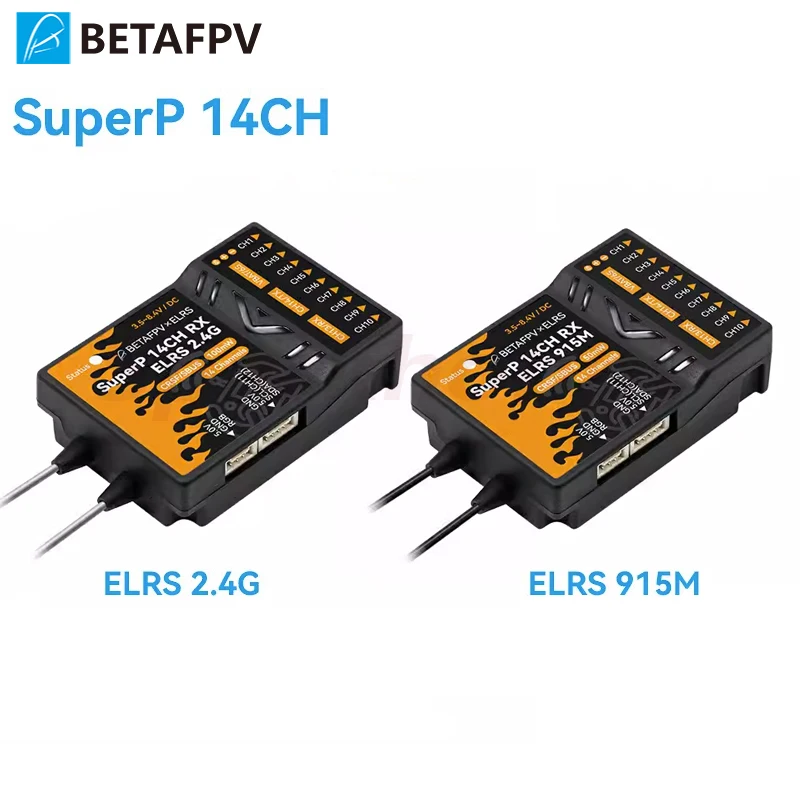 BETAFPV SuperP 14CH PWM Diversity Receiver ELRS 2.4Ghz/915MHz with Dual Antenna Dual Reception For RC aircraft Cars Boats Drones