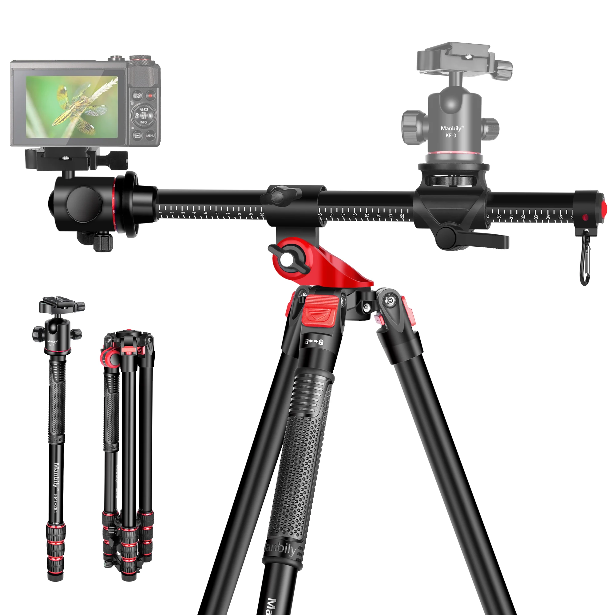 2-in-1 Aluminum Tripod & Monopod Set with Flexible Multi-Angle Center Column for Vlogging/Video