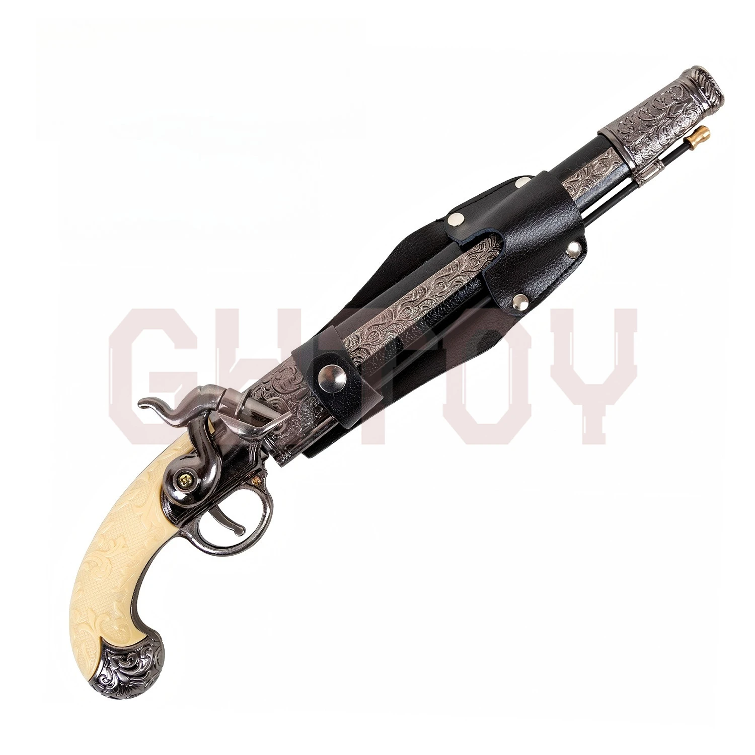 European Retro Imitation Ivory Handle Carved Guns Cosplay Props Weapons Model Desktop Display Ornaments Collection Birthday Gift