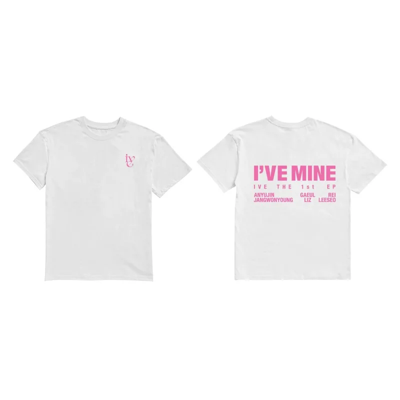 IVE T Shirt I'VE MINE THE 1ST EP Tops Men Women Cotton Short Sleeve Tee Kpop Yujin Gaeul Wonyoung LIZ Rei Leeseo Fans T-shirt