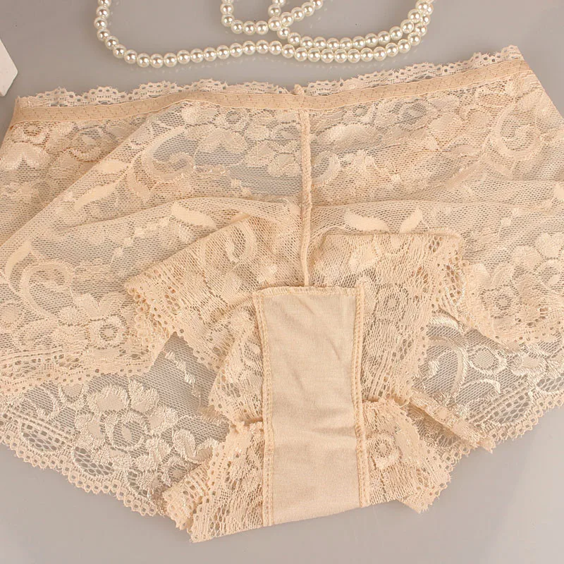 انظر من خلال شبكة سيدة سراويل بوكسر منتصف الخصر الملابس الداخلية النسائية المطرزة سراويل داخلية نسائية من الدانتيل رفع الأرداف سراويل داخلية للرجال #6