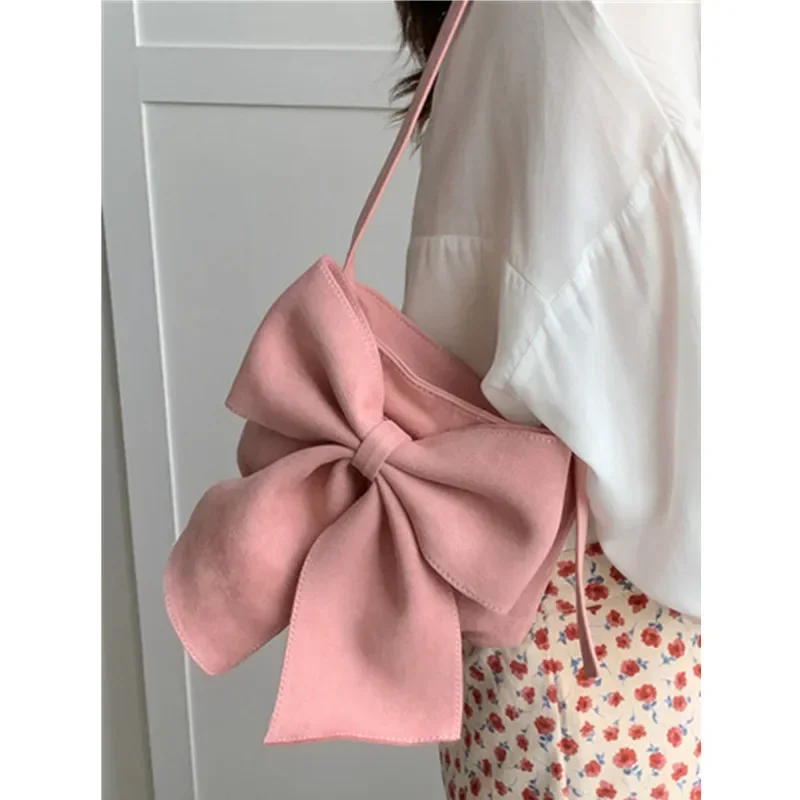 Spring Summer 2023 Purses and Handbags Lovely and Sweet Big Bow Shoulder Women Bags Casual Open Pocket Lolita Bags