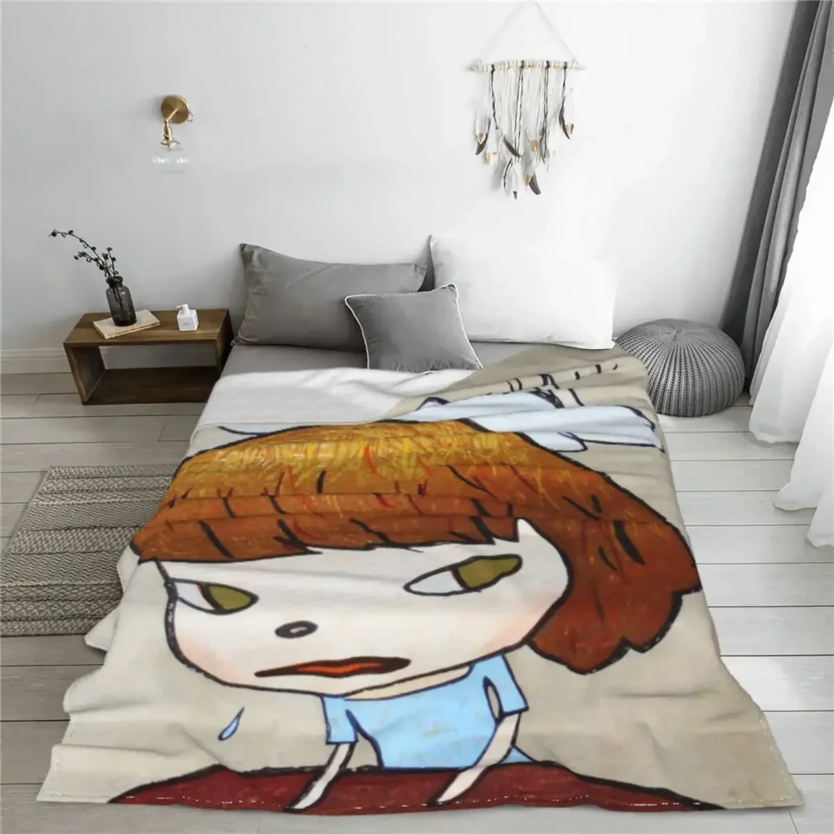 Yoshitomo Nara Blankets Velvet Decoration Art Multi-function Warm Throw Blanket for Home Office Bedding Throws