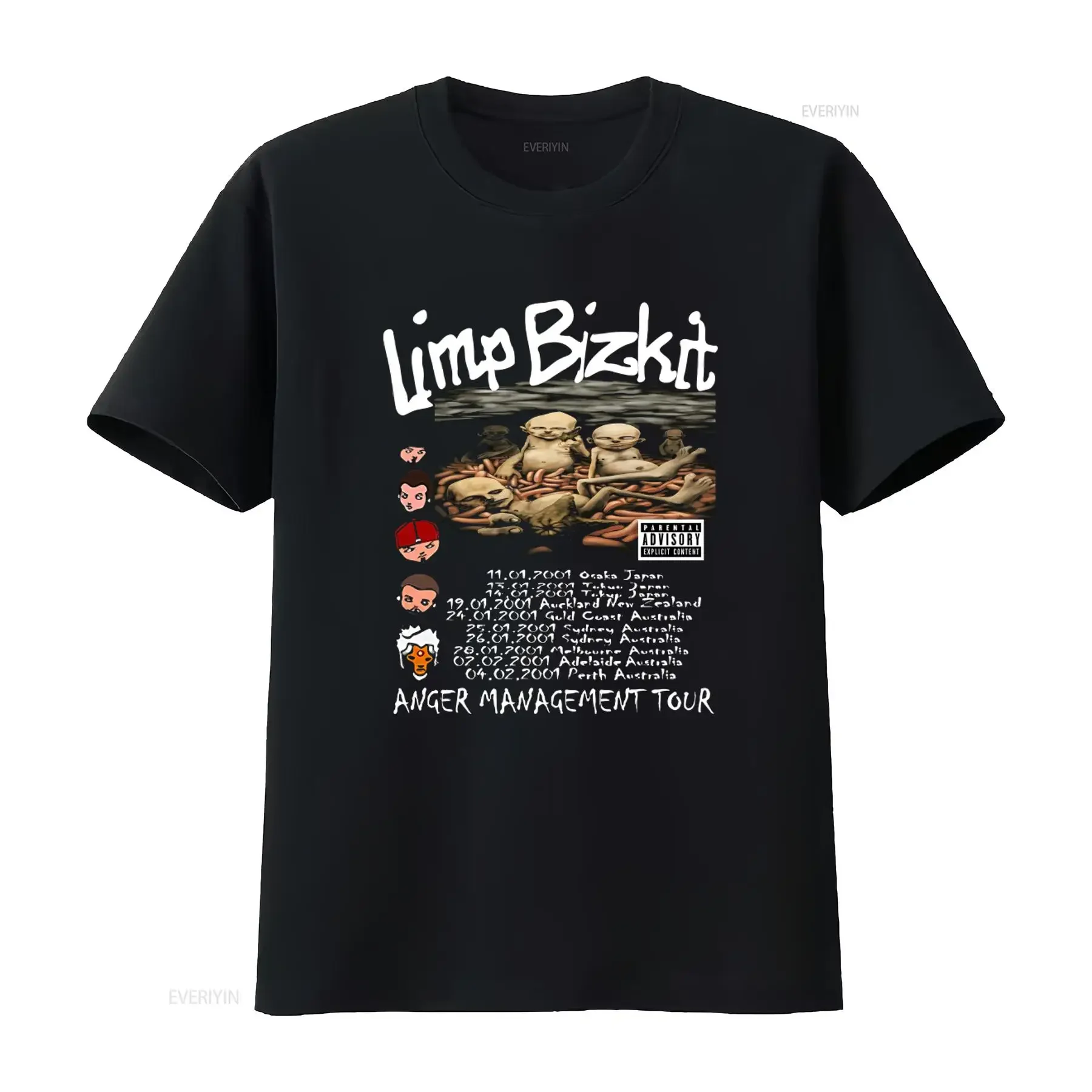 Limp Bizkit Anger Management Tour Rare Cotton T Shirt 2 Sides S 5Xl  vintage Washed Unisex Breathable Versatile homme graphic