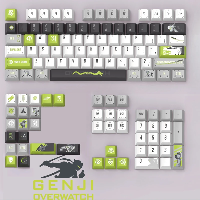 

127-клавишные колпачки для ключей Genji, игровые Overwatch, индивидуальный профиль, сублимационная колпачок для ключей, офисные киберспортивные игры, косплей, подарки Doujin