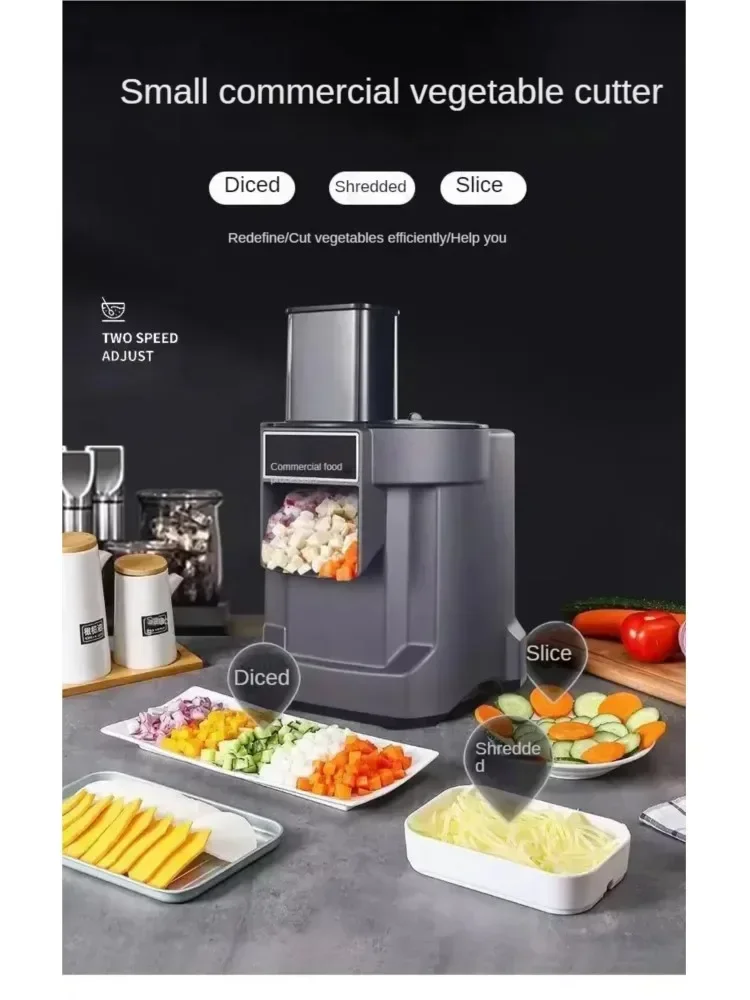 Commerciële Groente Chopper 3-in-1 Multifunctionele Elektrische Snijmachine Wortel Aardappel Slice Shred Blokjes Keukenmachine - afbeelding 2