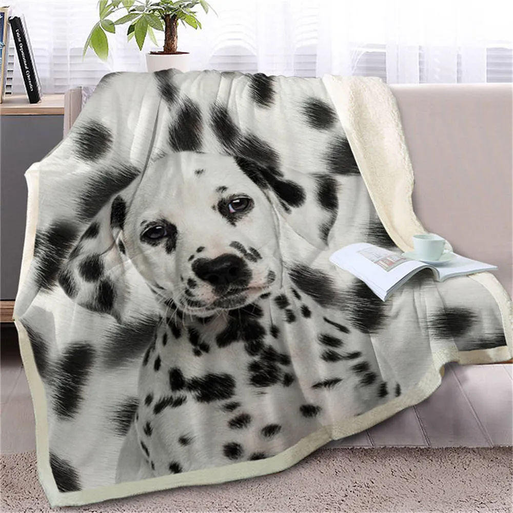 HX Fashion Animal Dogs Blankets Dalmatian Bouvier Des Flandres Russian Terrier 3D Printed Throw Blanket Winter Plush Quilts