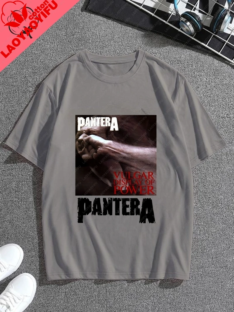 Retro Pattern T-shirts From The American Band PANTERA. Cotton Round-neck T-shirts Are Suitable for Both Men and Women view 6