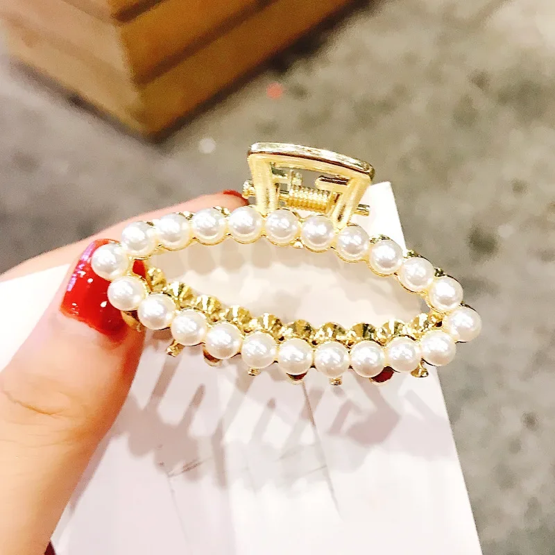 Imagen 5: Nueva moda mujer elegante perla geométrica diamantes de imitación horquillas pinzas para el cabello pasadores de aleación accesorios para el cabello para niñas