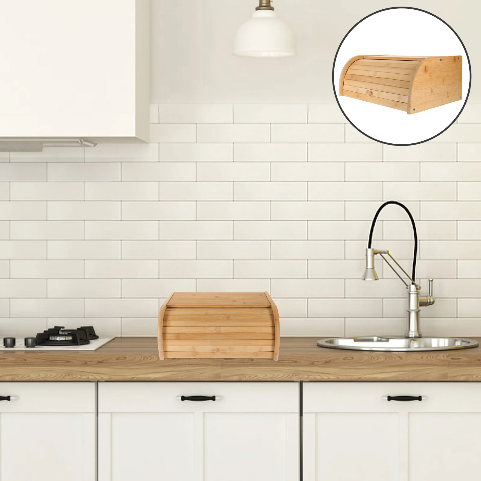 

Wooden Kitchen Bamboo Bread Box Household Storage Large Capacity Food Container for Home Bakery Coffee Shop Organizer