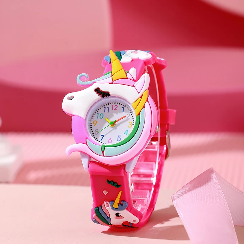Karton-Silikon-Geschenkuhr für Jungen und Mädchen, niedliche, farbenfrohe, schöne Kinder-Armbanduhr – Detail 7