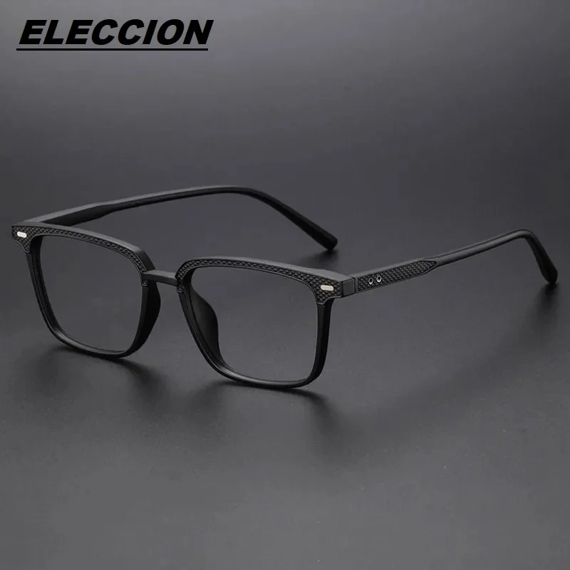 

ELECCION New TR90 Square Glasses Frame Men Comfortable Optical Spectacles Prescription Eyeglasses Frames Matte Black