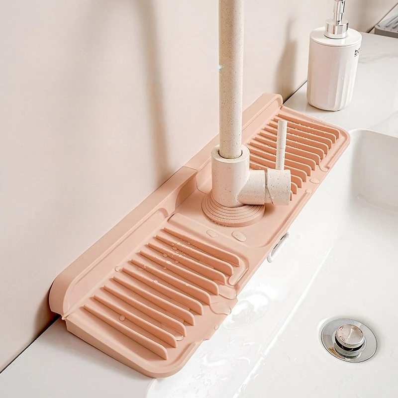 Silikon-Abtropfmatte Armaturenunterlage Spülmittel-Schwammhalter Spülbecken Küchenarbeitsplatte Trocknematte Badezimmer Küchenspüle Spritzschutz