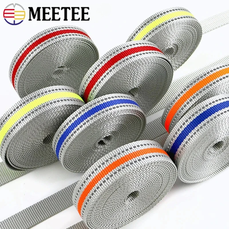 

5/10M 15-25mm Reflective Webbing Strap Backpack Pet Collar Safety Tape Sportwear Belt Sling Decorative Braid Sewing Accessories
