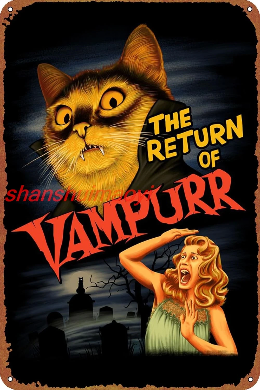 The Return of Vampurr Poster Retro Metal tin Sign Halloween Tin Sign,Cave,Bar,Club, Home Wall Art Metal Tin Sign 8x12 inche ALL