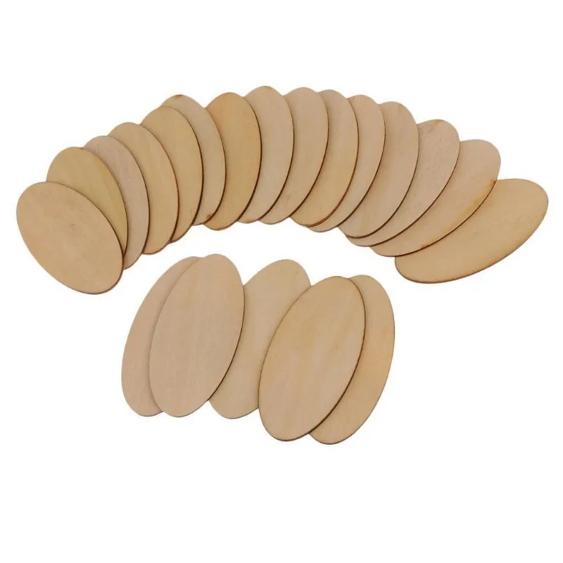 Unfinished Wood Oval Slices Natural Rustic Wooden Cutout Oval Wood Pieces Tag for DIY Craft Wedding Centerpiece Christmas