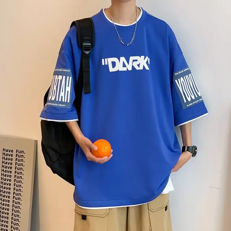 

Summer Men Oversized T-shirt Korean Fashion Harajuku Short Sleeve Top Graphic T Shirts Cool Printed Men Clothing New 2025