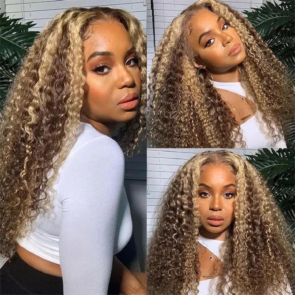 

Piano Wig Deep Wave Curly Highlight Blonde Lace Frontal Wig Human Hair Hd Lace Front Highlighted Piano Color Deepwave Wigs