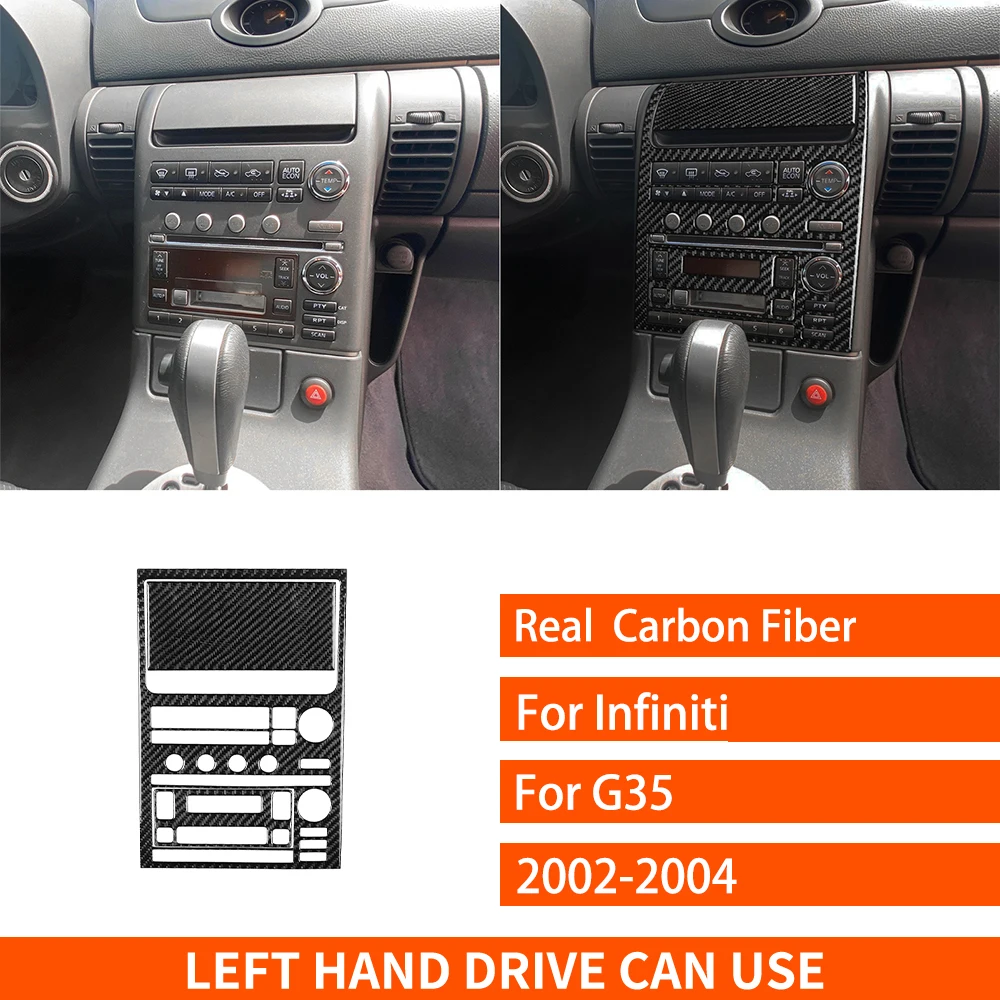 For Infiniti G35 2002-2004 Real Carbon Fiber Stickers Central radio AC CD control panel Car Accessories Interior decorative