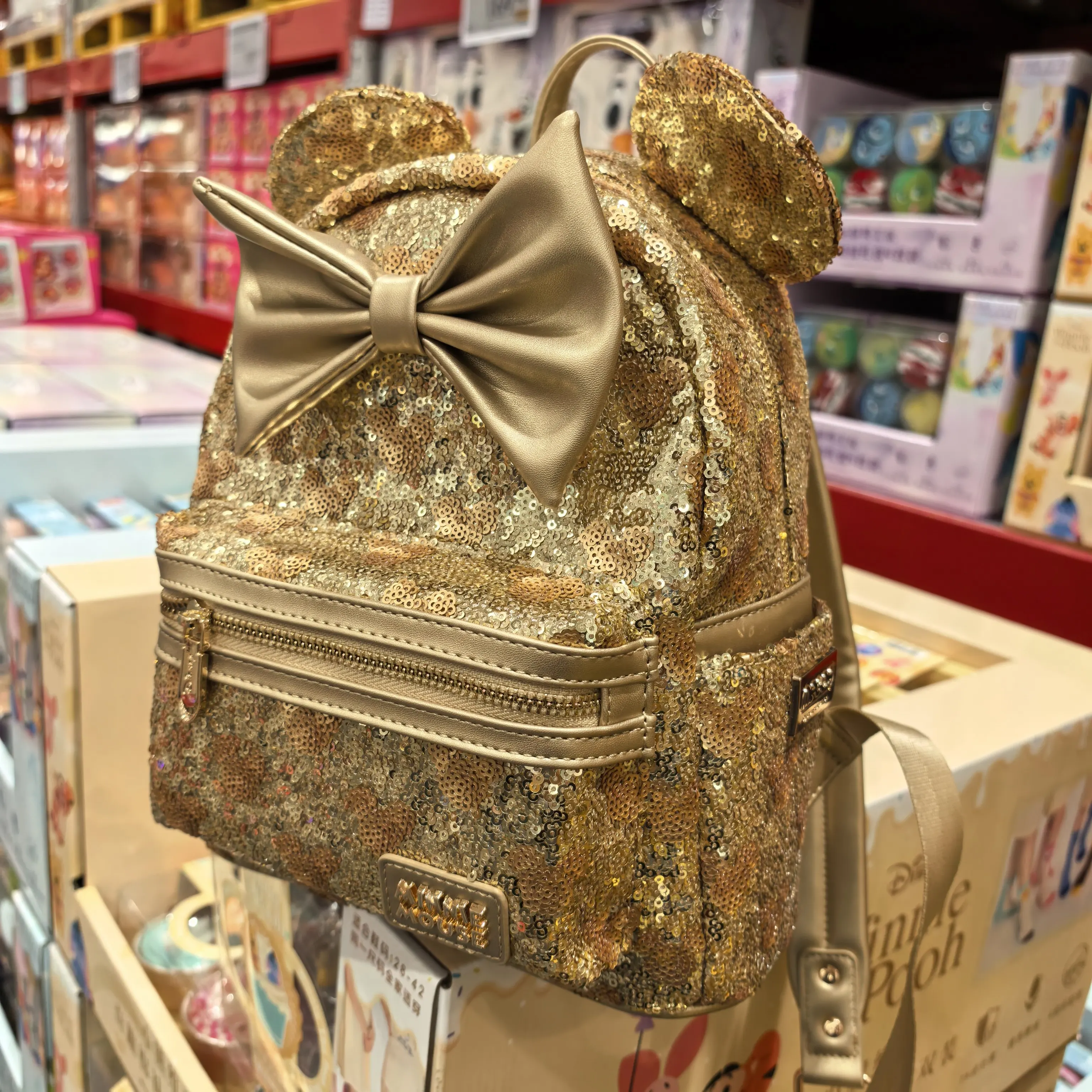 Shanghai Disney Mickey Series Shiny Multi-functional Bag Shopping Traveling Backpack Bag Handbag Girls Birthday Christmas Gift