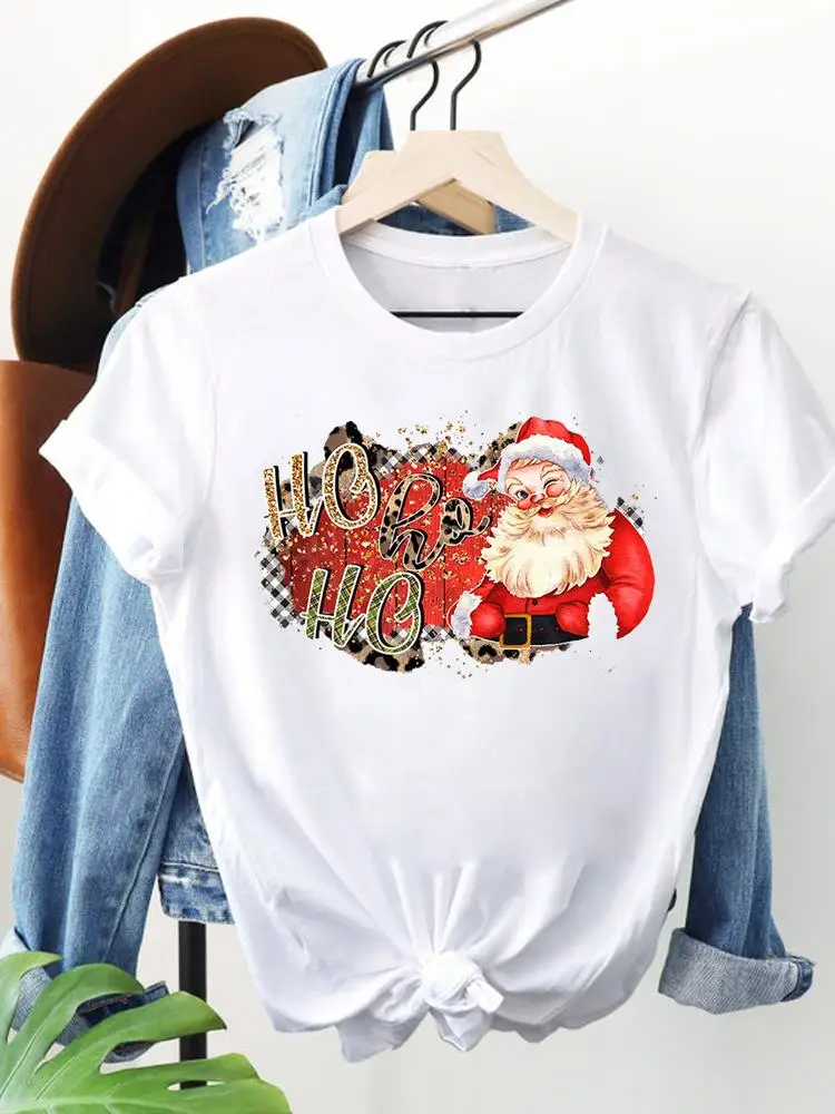 Fashion Festival Trend Cute 90s Women Graphic T-shirts Printing Clothing Merry Christmas New Year Print Short Sleeve Top Tee