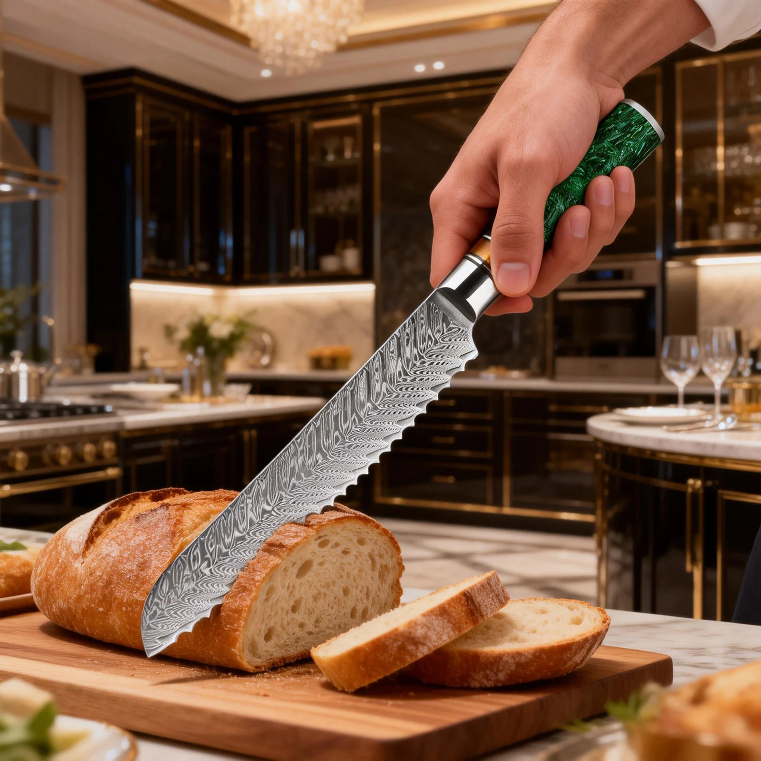XITUO Bread Knife 8 Inch,Serrated Knife for Homemade Bread,Razor Sharp Sourdough Slicing Wavy Edge for Efficient Cutting, Baking
