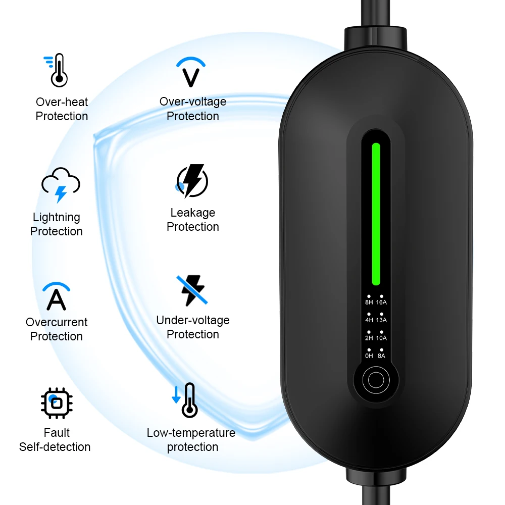 JDMEX Portable EV Charger Type2 Type1 GBT 3.5KW Charging Station 16A Adjustable Current Fast Charging for Electric Car