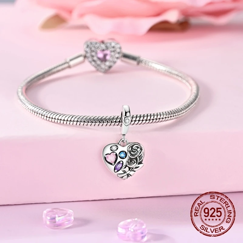 حار بيع الحب روز الشوكولاته سحر 925 فضة عيد الحب استرخى قلادة صالح الإسورة سوار قلادة DIY مجوهرات