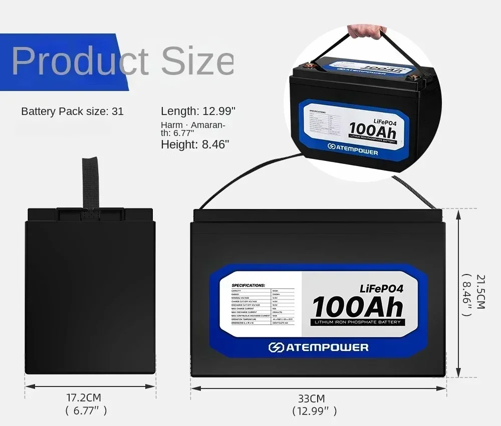 BMS内蔵のリン酸鉄リチウム電池,太陽光発電システム用のLiFePo4電池,RVエンジン,12V, 100Ah