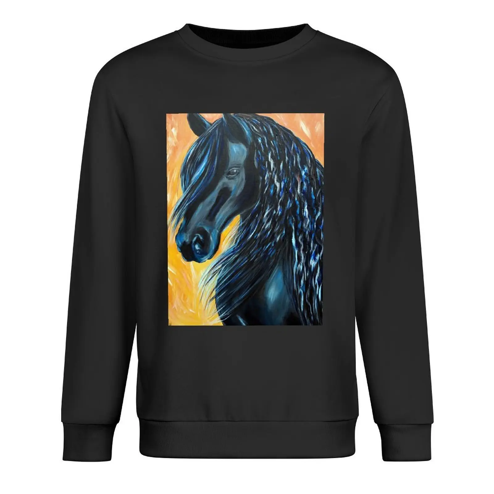 

Black Horse Painting Pullover korean autumn clothes men's sweat-shirt men's winter sweater aesthetic clothing new in sweatshirts