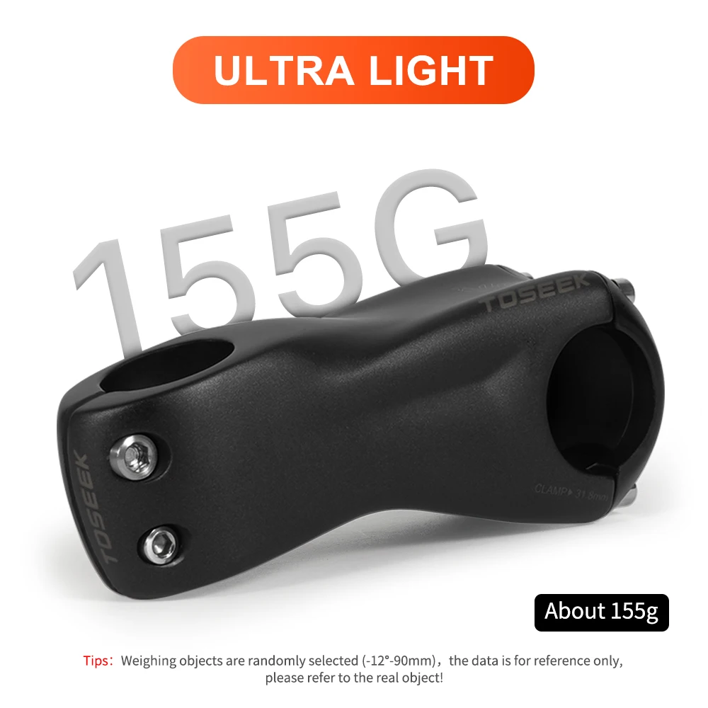 สเต็มจักรยานเสือภูเขา TOSEEK K03 คาร์บอน 12 องศา ขนาด 31.8 มม. ความยาว 100/110/120/130 มม. สีดำด้าน อะไหล่จักรยาน