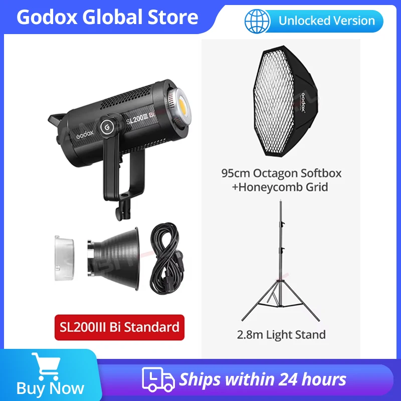 

Godox SL200III Bi 215W 2800-6500K Bi-Color LED Video Light Bowens Mount Wireless X System for Studio Shooting Video Recording