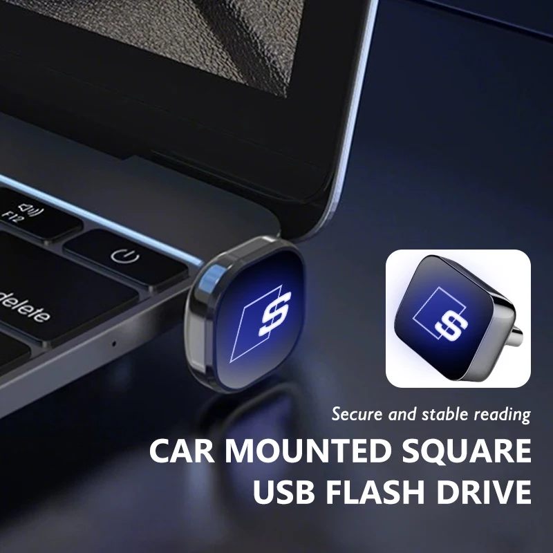 Car Dashboard Portable Storage 32GB/64GB Square USB Flash Drive For Audi Quattro A3 8P TT 8V A4 B8 RS3 RS4 S5 S6 S7 A3 Q3 A4L