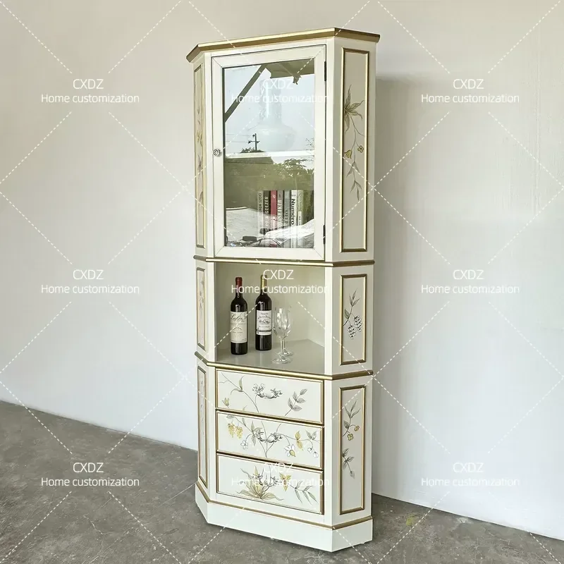 Corner Cabinet Light Luxury Living Room Entrance Painted Triangle Art Wind Corner Locker 0640