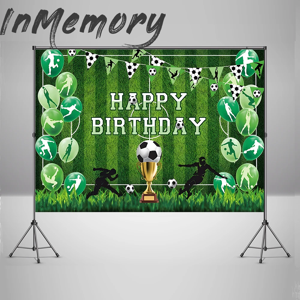 Soccer Backdrop Decoration Boy Birthday Football Field Sports Poster Custom Name Background Studio Photo Banner