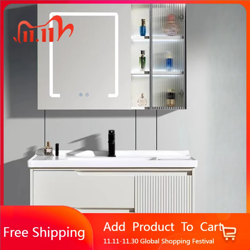 

Cream Wind Display Bathroom Cabinet Partitions Sink Space Saver Decorations Cupboard Modern Trendy Perfume Archivadore Furniture