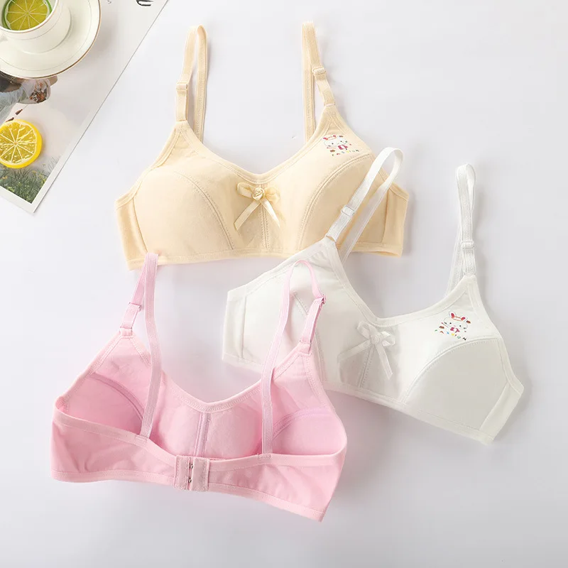 Girls Thin Strap Cotton Student Girl Underwear Summer Vest-style Small Sling Bra 7-14 Years Training Bra