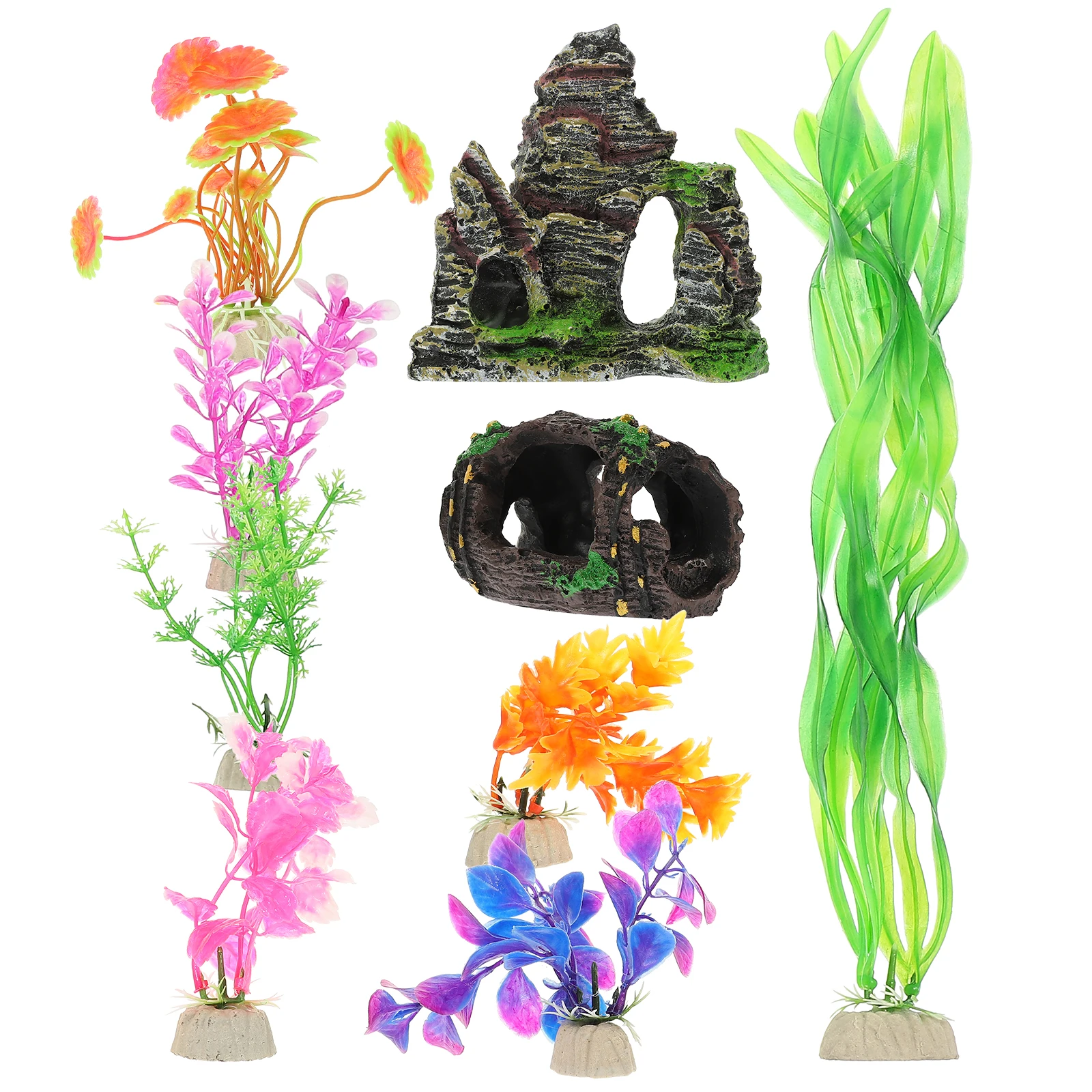 

9pcs Artificial Decoration Fake For Fish Tank Simulation Plant Decor Realistic Aquatic Plants Fish Tank Decorations Small