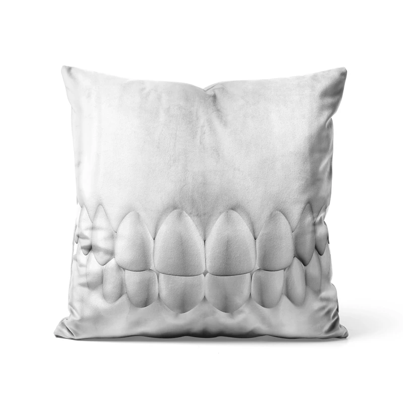 Fundas de cojín decorativas con diseño de dientes blancos de Gaslight Gatekeep Girlboss, fundas de almohada para sofá, 45 cm x 45 cm