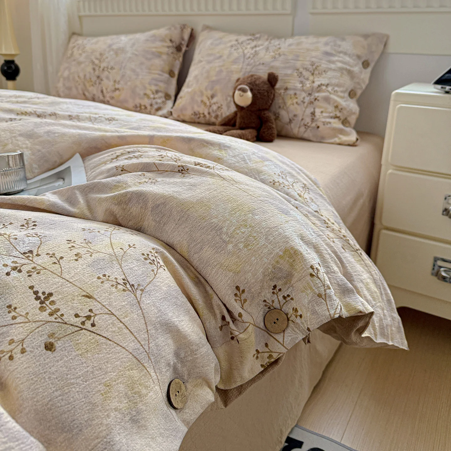 Grünes Blumen-Bettwäsche-Set, Vintage-Bettbezug-Set mit Kissenbezügen, Einzelbett, Doppelbett, Bett, Heimdekoration, Bettwäsche-Set für Zuhause – Detail 8