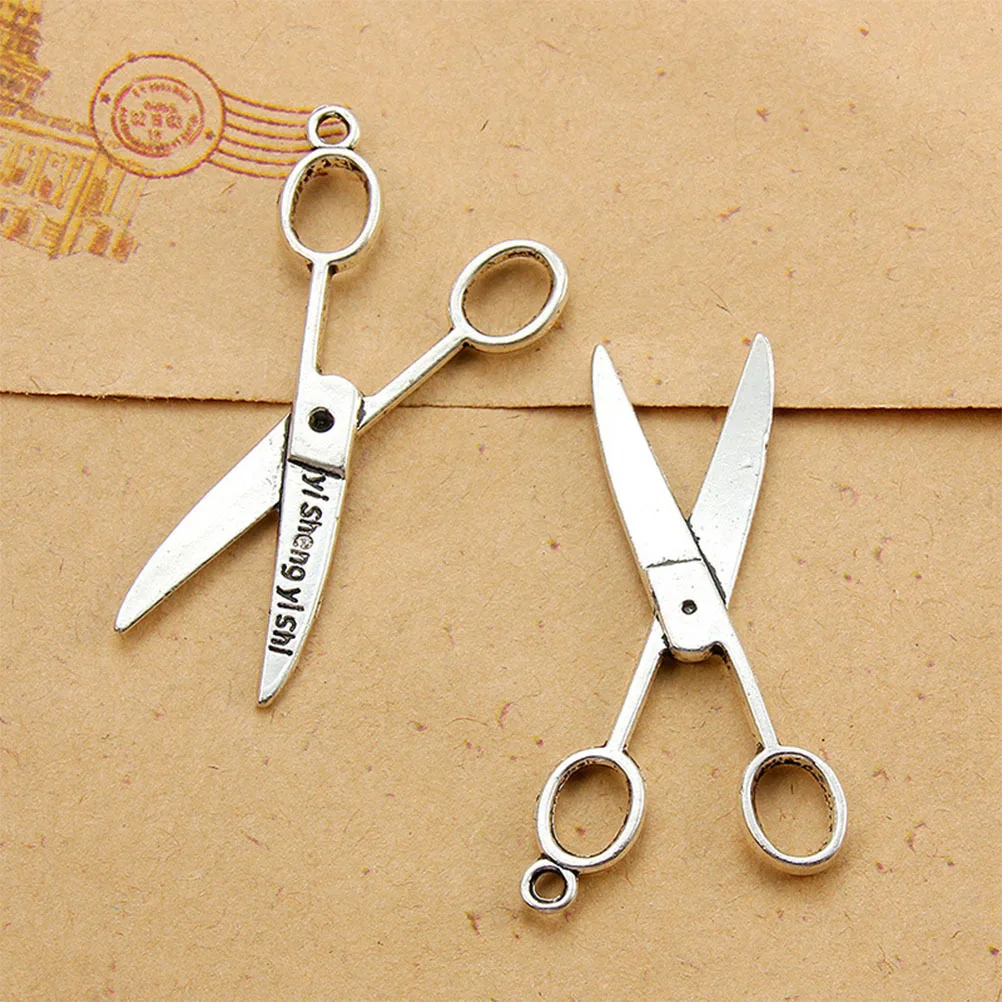 

40pcs Scissors Pendant Charm Silver Mini Alloy Diy Jewelry Making Accessories For Necklace Bracelet Keychain Craft Supply