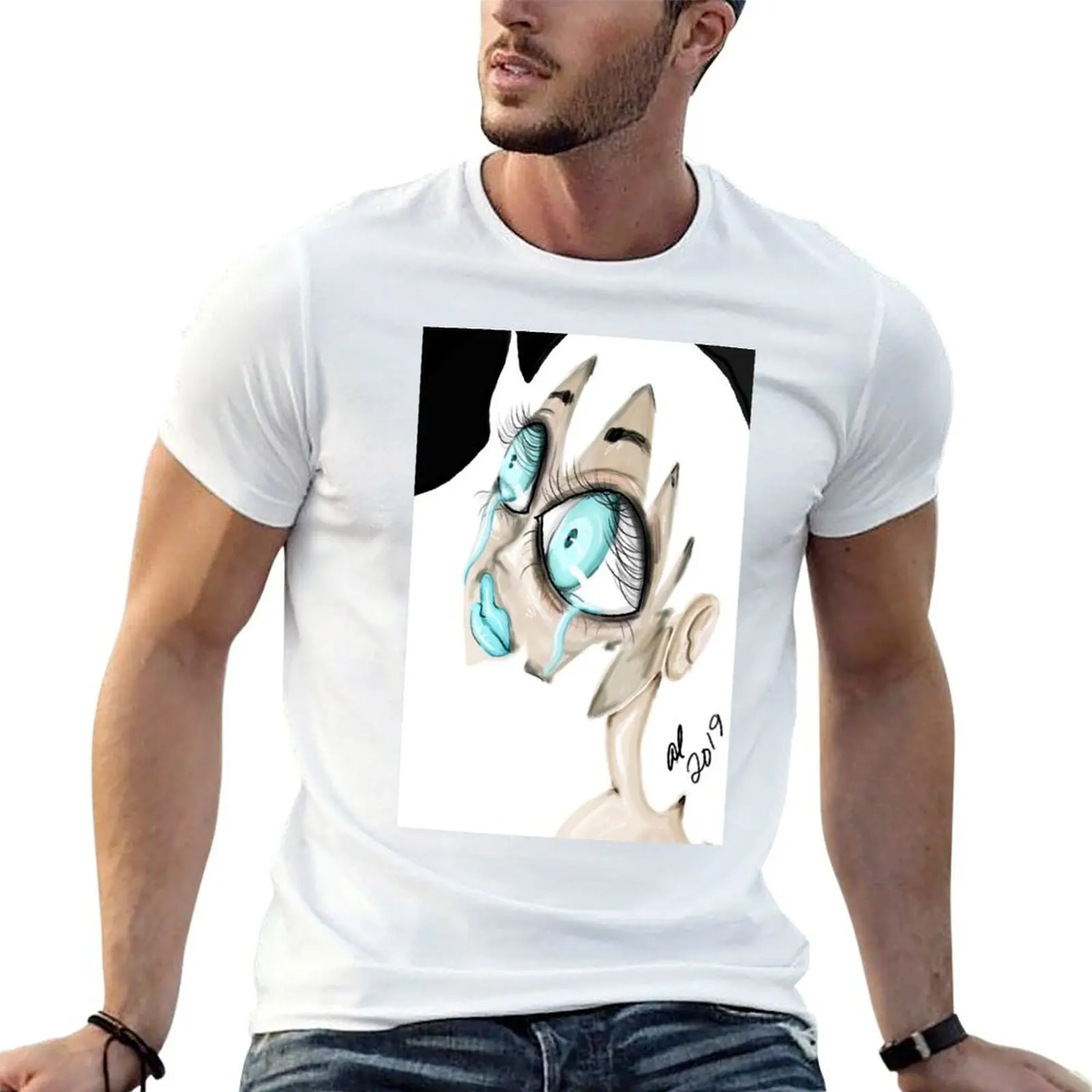 Don't Cry T-Shirt blue archive summer clothes black t shirts for men