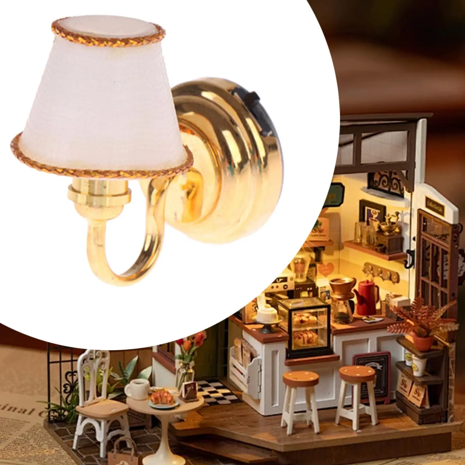 Lampada da parete per casa delle bambole 1/6 1/12, lampada da parete in miniatura, finta di giocare artigianalmente