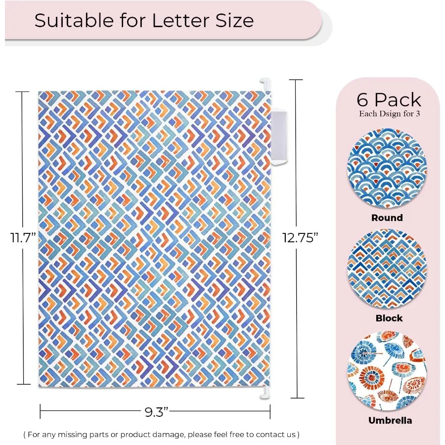 6 Pack Decorative Hanging File Folders Letter Size Marble Cute Hanging Folder Pretty File Folder Organizer for Filing Cabinet O