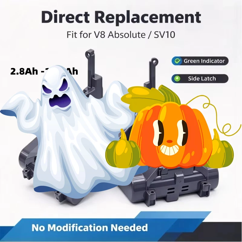 Rechargeable Vacuum Cleaner Replacement Battery 21.6V 2.8Ah-12.8Ah Compatible with SV10 V8 Absolute