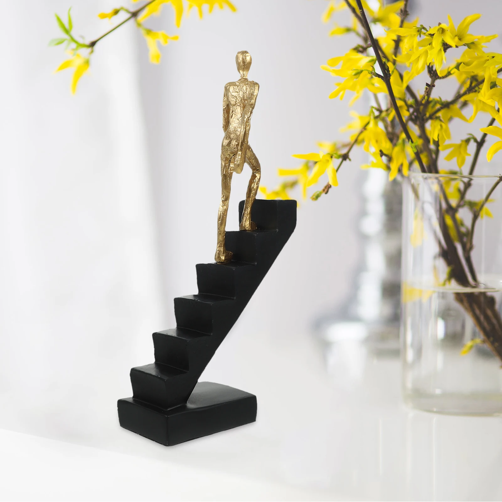 

Abstract Person Statue Resin Figurine Stairs Human Home Decor Accessories Small Size Black Gold Climb Design Creative Decoration