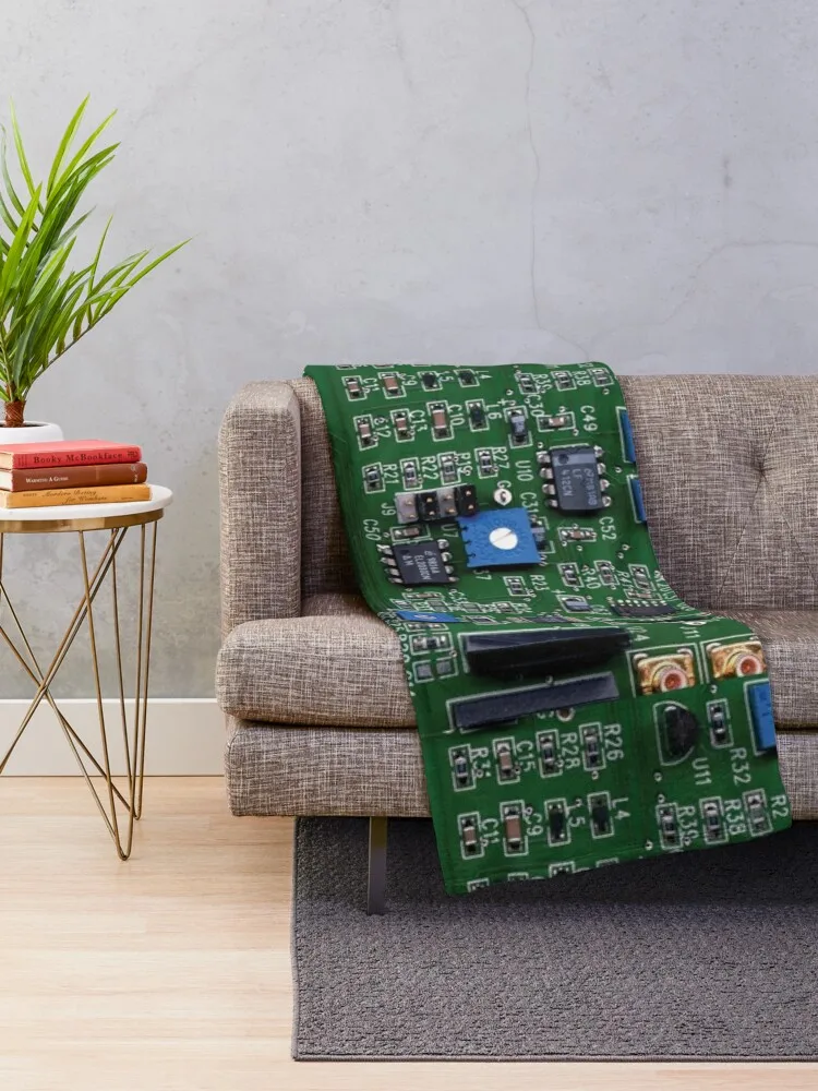 Electronic circuit board with chips Throw Blanket Furrys Custom Hair Giant Sofa Blankets