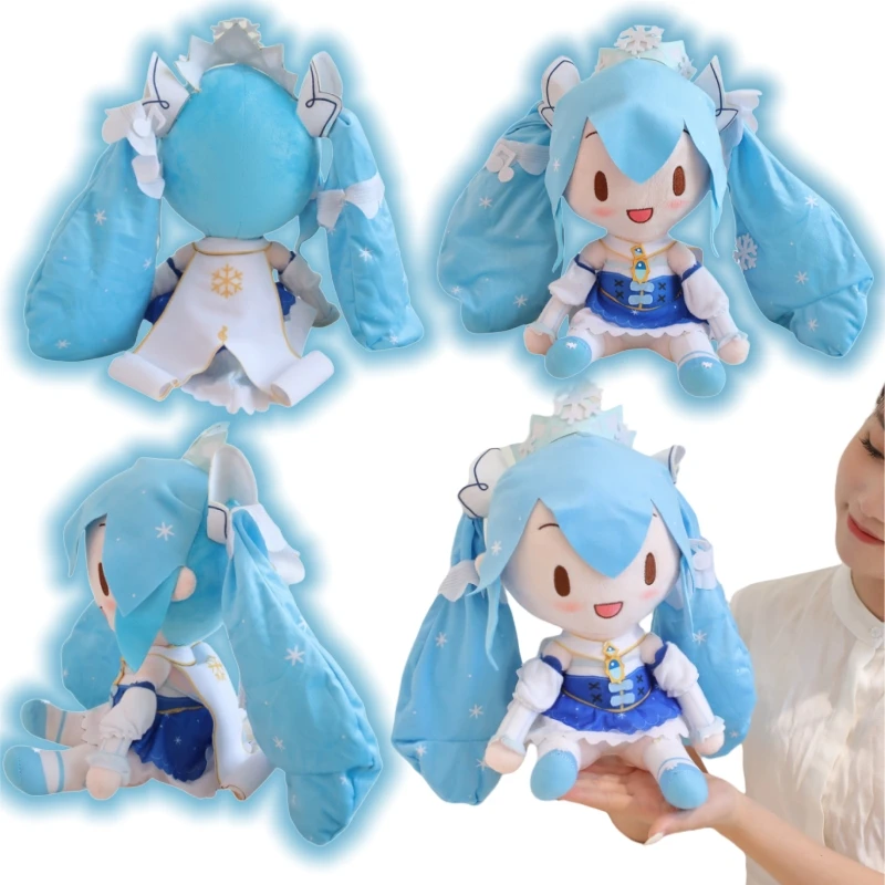 35cm Cute Preciality Hatsune Miku Snowflake Crown Plush Toy Limit Plushies Japanese Style Cute Girl Collect Doll Home Decor Gift