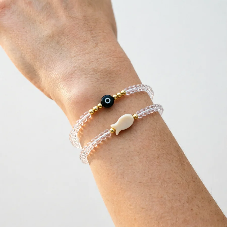 Fashion Natural Shell Bracelet Women Turkey Evil Eyes Charm Braslet High Quality 4mm Acrylic Beads Strand Braclet Beach Jewelry